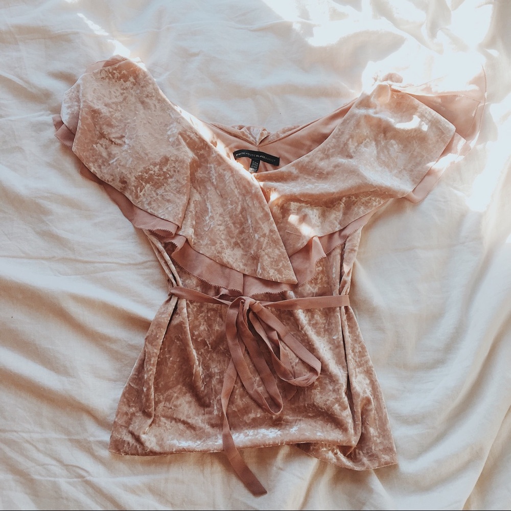 Velvet Off-Shoulder Blouse